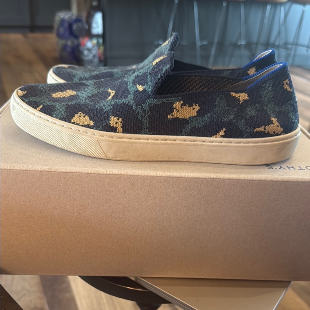 Rothy's blue and Gold Slip-On Shoes